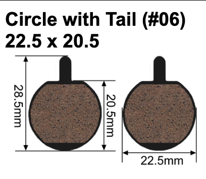 Brake Pads Circle with Tail #06 (28.6*22.8) 22.5 x 20.5