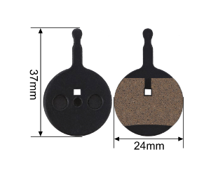 Brake Pad - Circle with Tail and Spring 24 x 37mm