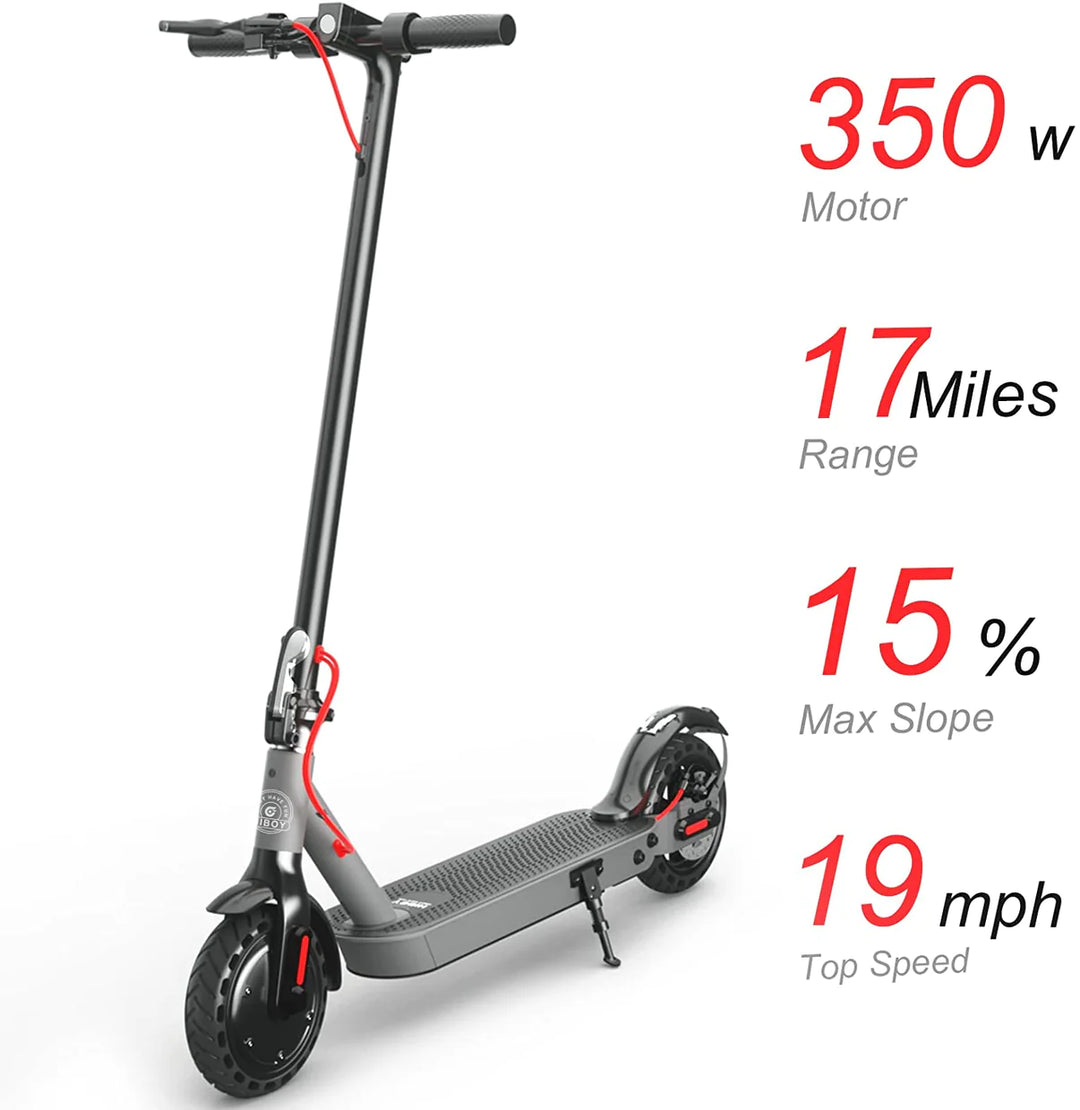 The s2 electric scooter has 350 w motor, 17 miles range, 15% ma slope, and 19 mph top speed.